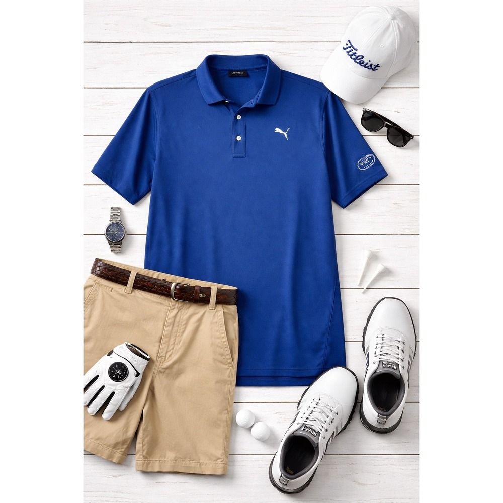 Puma Golf DryCell Polo Shirt Mens XL Royal Blue Triple Crown Country Club Logo